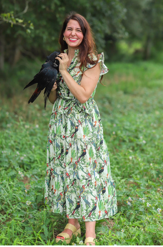 Elizabeth Dress Palm of Parrots- Pre Order